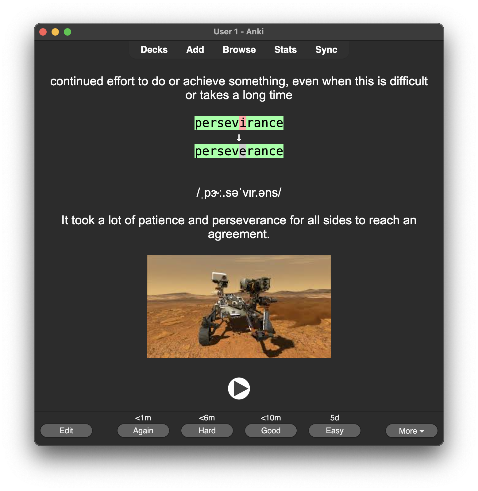 Anki Vocabulary Template Back Side Exaple
