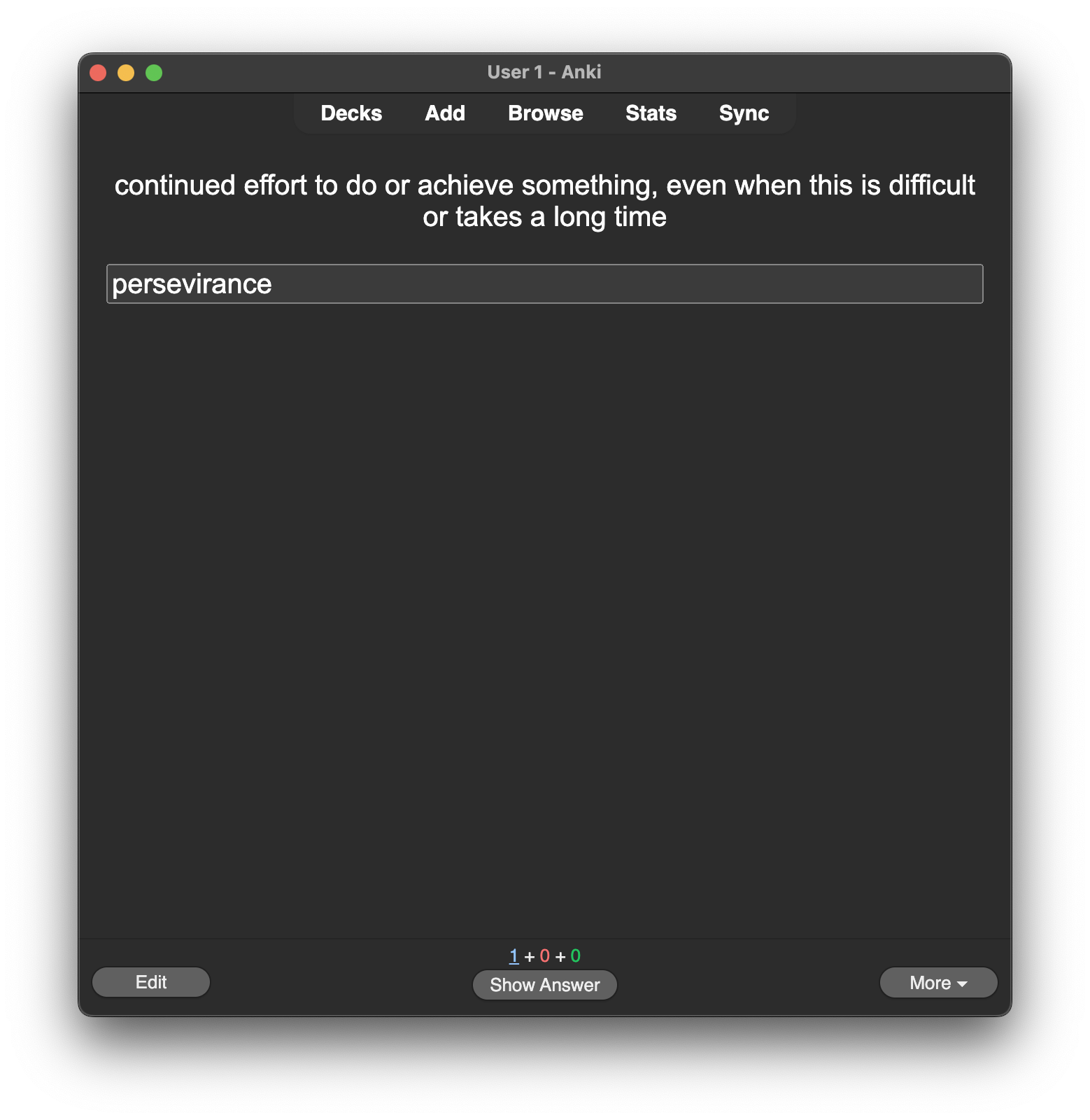 Anki Vocabulary Template Front Side Exaple